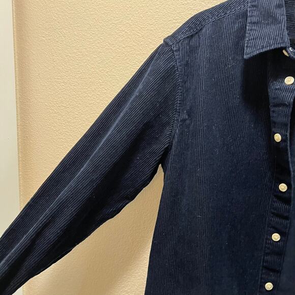 H&M Blue Corduroy Button Front Shacket Shirt Jacket Size Medium Unisex Fit - Picture 3 of 7